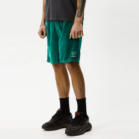 AFENDS Ninety Eights Union Corduroy Elastic Waist Shorts - Emerald