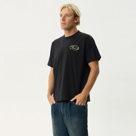 AFENDS Off Balance Heavyweight Boxy Tee - Stone Black