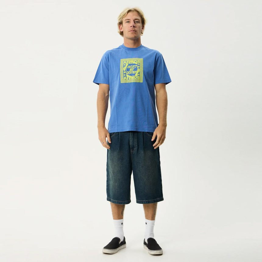 AFENDS Painter Retro Tee - Washed Marina