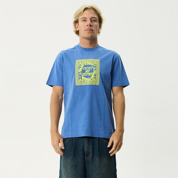 AFENDS Painter Retro Tee - Washed Marina