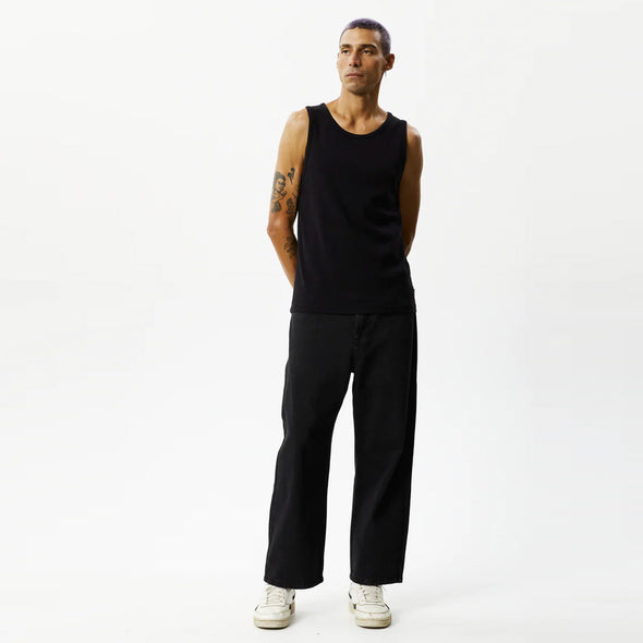 AFENDS Paramount Recycled Ribbed Singlet - Black