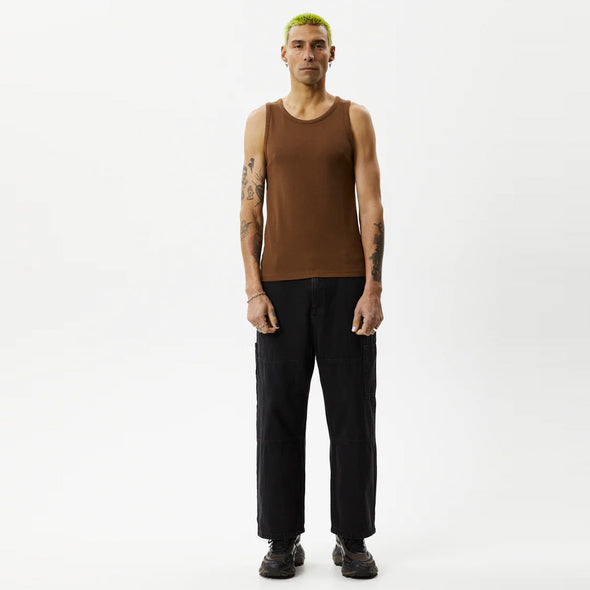 AFENDS Paramount Recycled Ribbed Singlet - Toffee