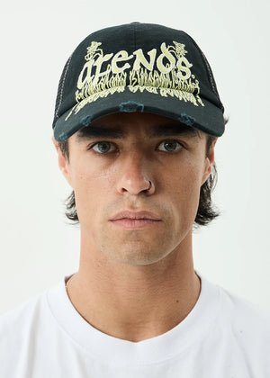 AFENDS Pent-A-Gone 6 Panel Mesh Cap - Stone Black
