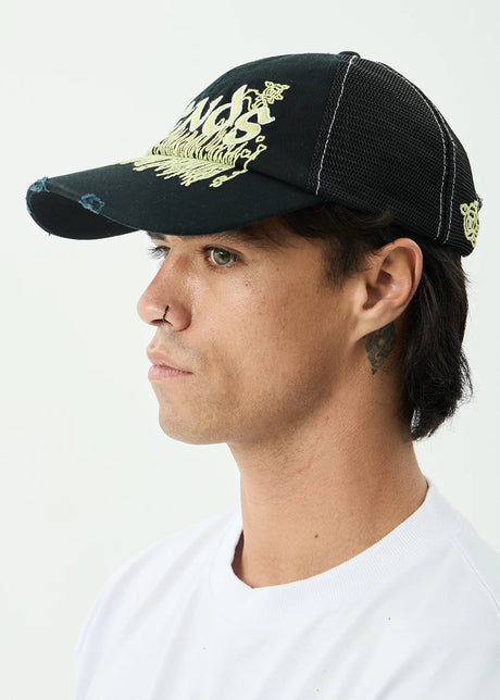 AFENDS Pent-A-Gone 6 Panel Mesh Cap - Stone Black