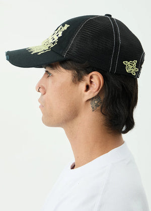 AFENDS Pent-A-Gone 6 Panel Mesh Cap - Stone Black
