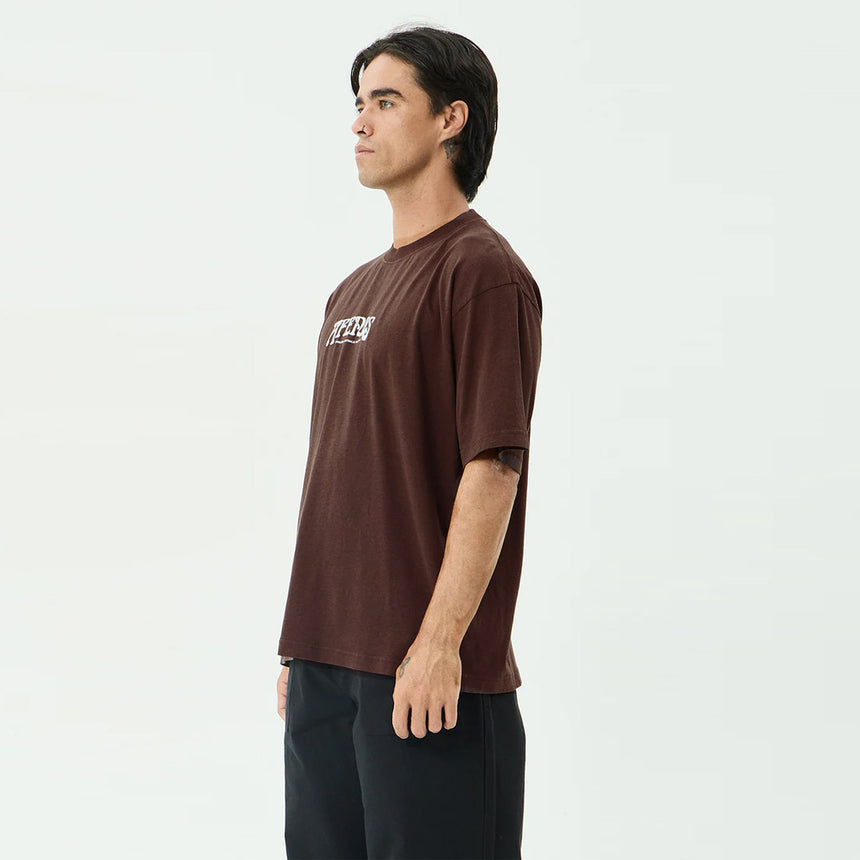 AFENDS Perception Boxy Tee - Washed Coffee