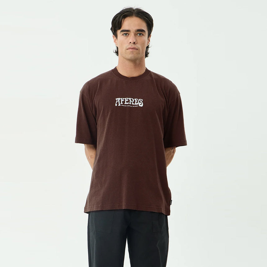 AFENDS Perception Boxy Tee - Washed Coffee