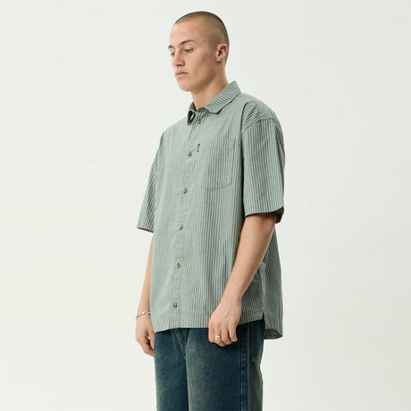 AFENDS Pinned Short Sleeve Shirt - Sycamore Stripe