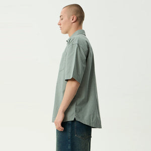 AFENDS Pinned Short Sleeve Shirt - Sycamore Stripe