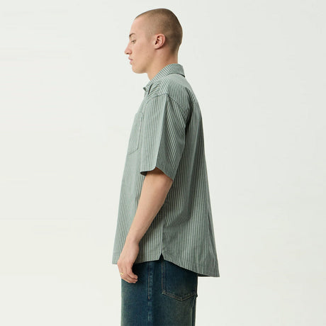 AFENDS Pinned Short Sleeve Shirt - Sycamore Stripe