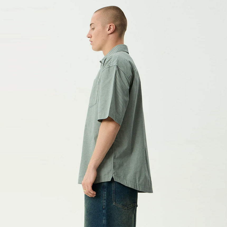 AFENDS Pinned Short Sleeve Shirt - Sycamore Stripe
