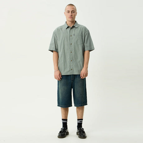AFENDS Pinned Short Sleeve Shirt - Sycamore Stripe