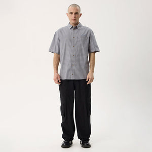 AFENDS Proposal Short Sleeve Shirt - Slate Blue Check