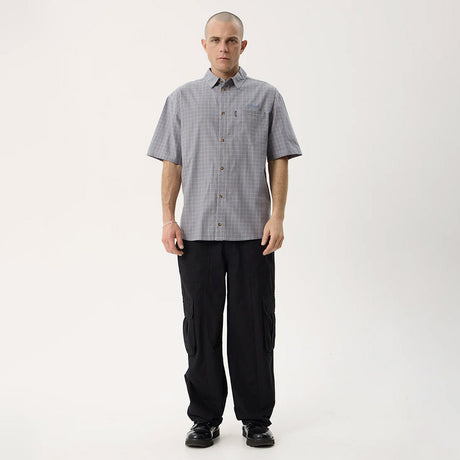 AFENDS Proposal Short Sleeve Shirt - Slate Blue Check