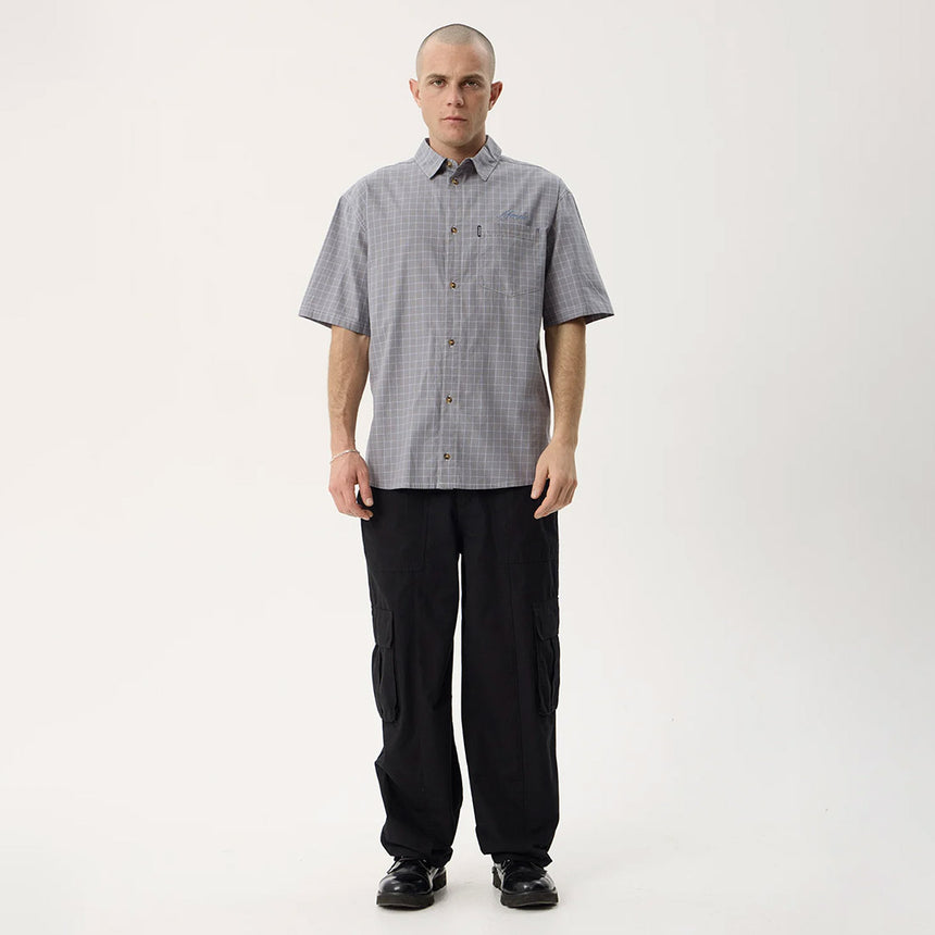 AFENDS Proposal Short Sleeve Shirt - Slate Blue Check