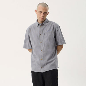 AFENDS Proposal Short Sleeve Shirt - Slate Blue Check