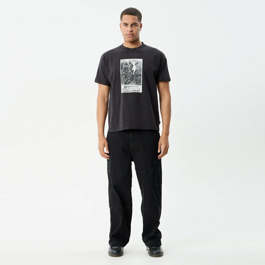 AFENDS Research Heavyweight Boxy Tee - Stone Black