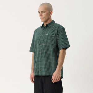 AFENDS Reverb Short Sleeve Shirt - Pine Check