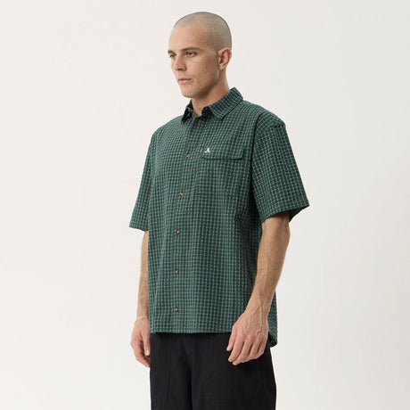 AFENDS Reverb Short Sleeve Shirt - Pine Check