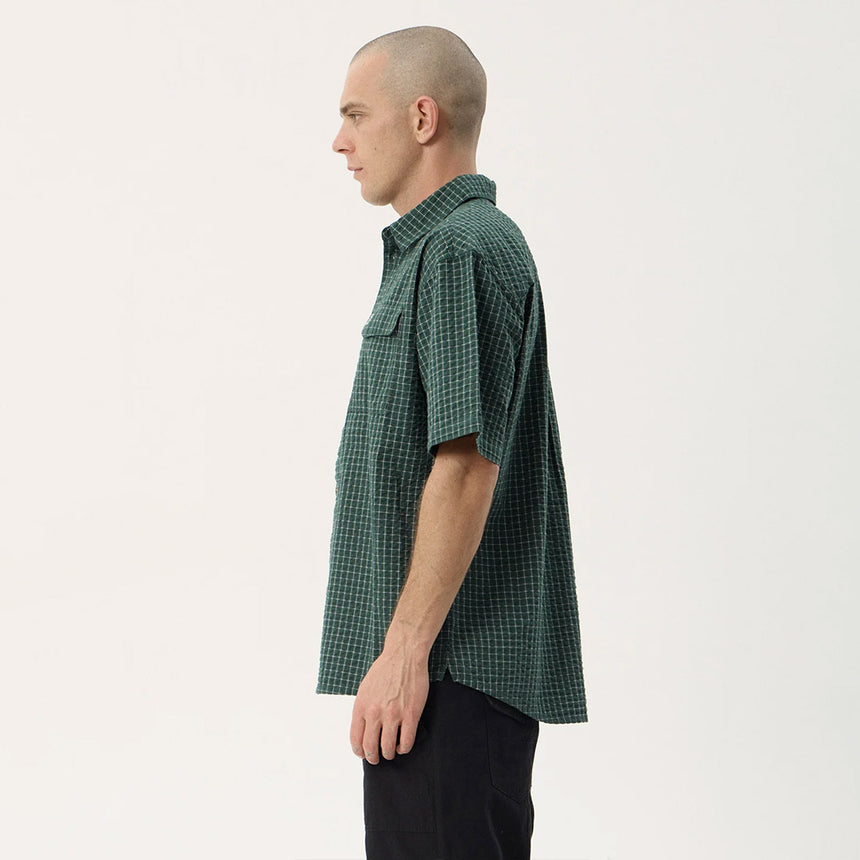 AFENDS Reverb Short Sleeve Shirt - Pine Check
