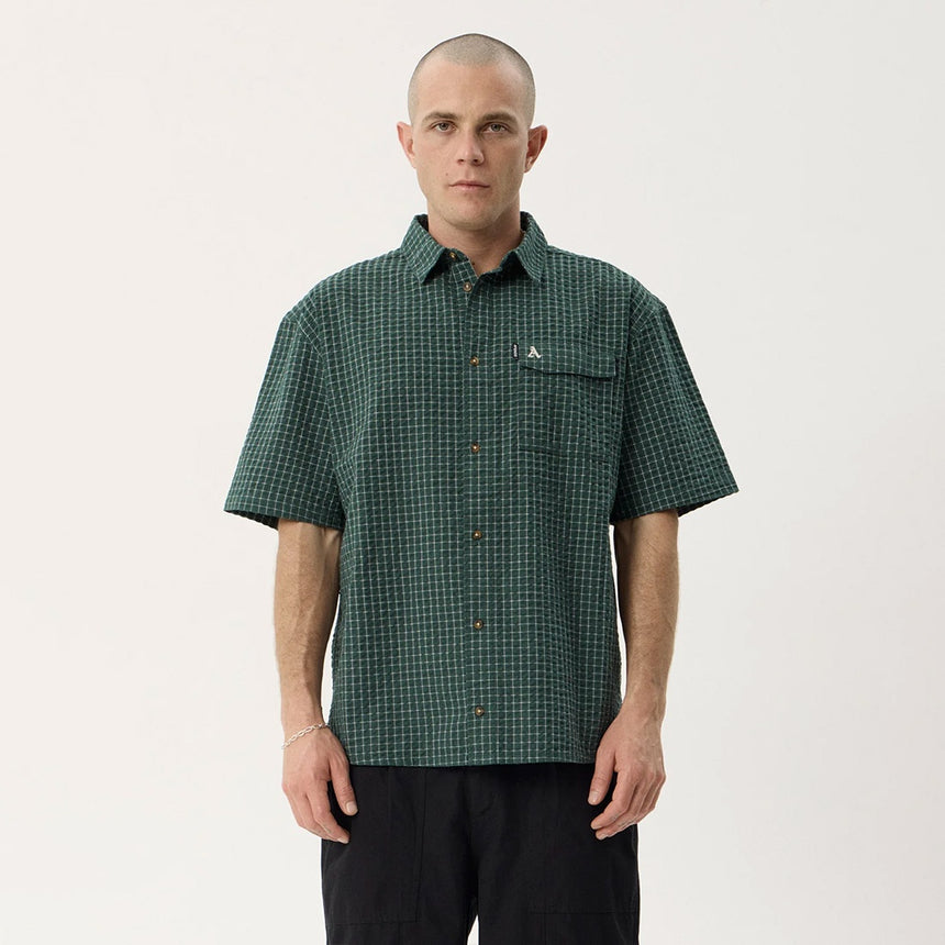 AFENDS Reverb Short Sleeve Shirt - Pine Check