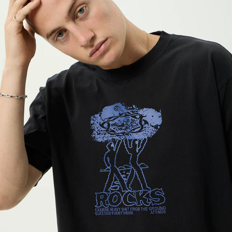 AFENDS Rocked Boxy Tee - Stone Black