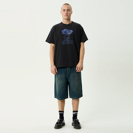 AFENDS Rocked Boxy Tee - Stone Black