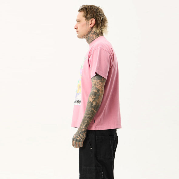 AFENDS Sadworld Heavyweight Boxy Tee - Washed Marrakesh