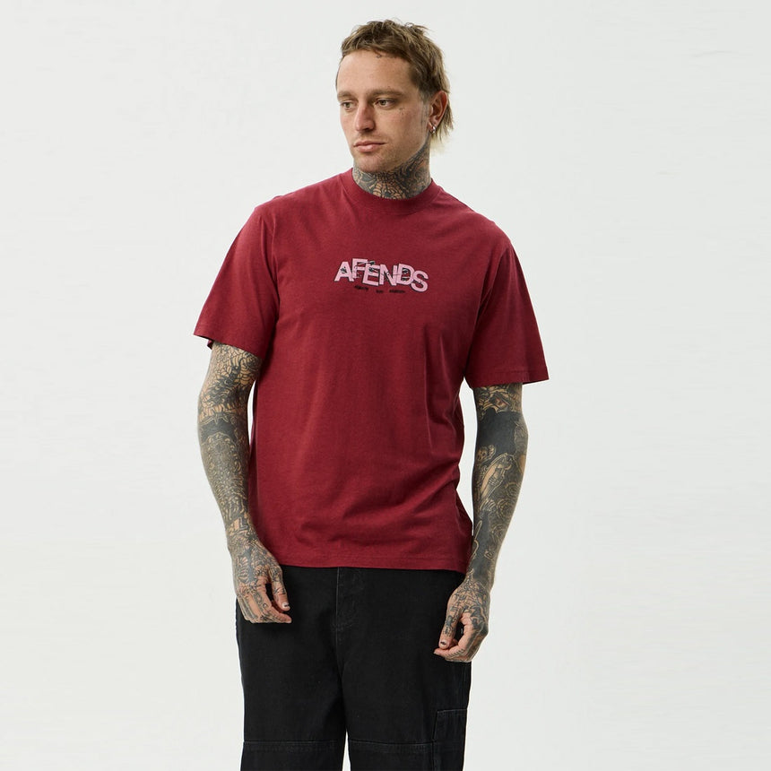 AFENDS Safety Retro Tee - Washed Burgundy