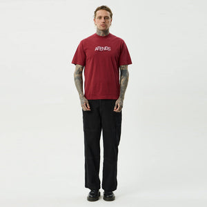 AFENDS Safety Retro Tee - Washed Burgundy