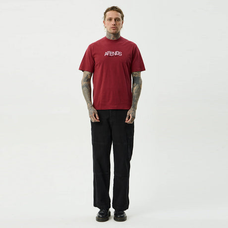 AFENDS Safety Retro Tee - Washed Burgundy