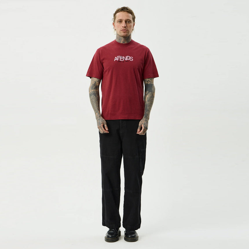 AFENDS Safety Retro Tee - Washed Burgundy