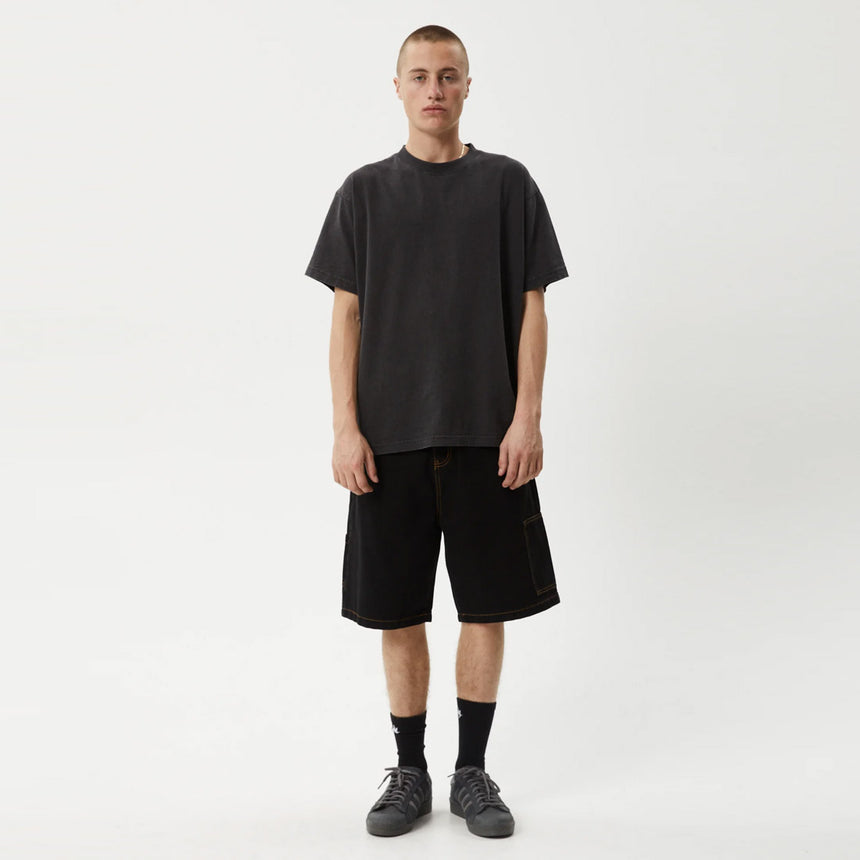 AFENDS Scorched Harper Denim Baggy Workwear Short - Washed Black