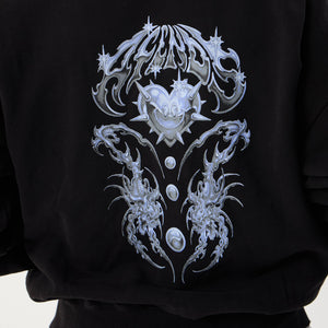 AFENDS Scorpius Recycled Distressed Boxy Zip Hood - Stone Black