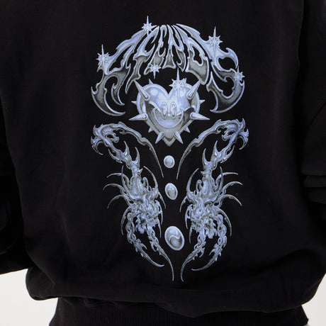 AFENDS Scorpius Recycled Distressed Boxy Zip Hood - Stone Black