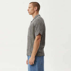 AFENDS Asta Seersucker Regular Shirt - Steel Check