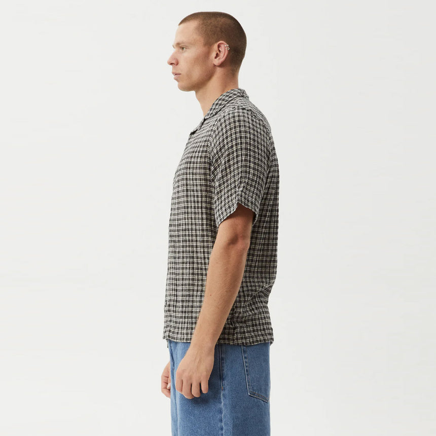 AFENDS Asta Seersucker Regular Shirt - Steel Check