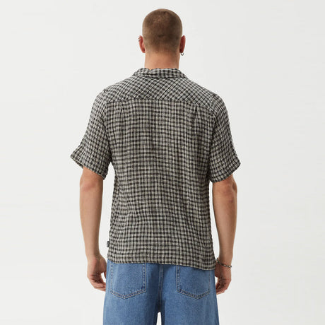 AFENDS Asta Seersucker Regular Shirt - Steel Check