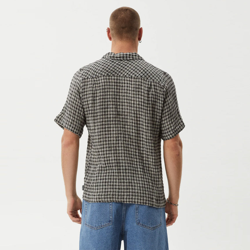 AFENDS Asta Seersucker Regular Shirt - Steel Check