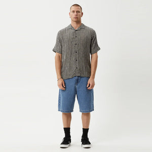 AFENDS Asta Seersucker Regular Shirt - Steel Check