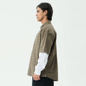 AFENDS Shadow Short Sleeve Shirt - Stone Check