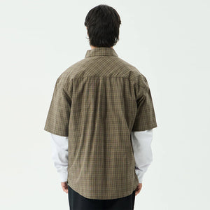 AFENDS Shadow Short Sleeve Shirt - Stone Check