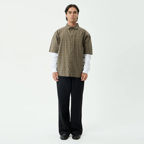 AFENDS Shadow Short Sleeve Shirt - Stone Check