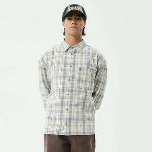AFENDS Shelter Flannel Long Sleeve Shirt - White Check