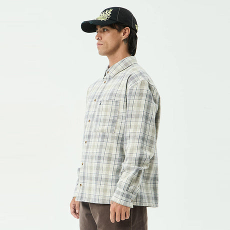 AFENDS Shelter Flannel Long Sleeve Shirt - White Check