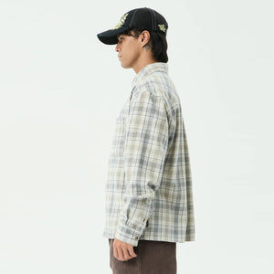 AFENDS Shelter Flannel Long Sleeve Shirt - White Check