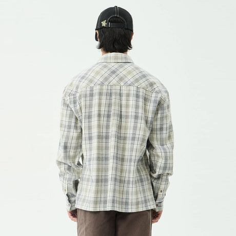 AFENDS Shelter Flannel Long Sleeve Shirt - White Check