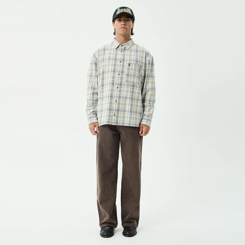 AFENDS Shelter Flannel Long Sleeve Shirt - White Check
