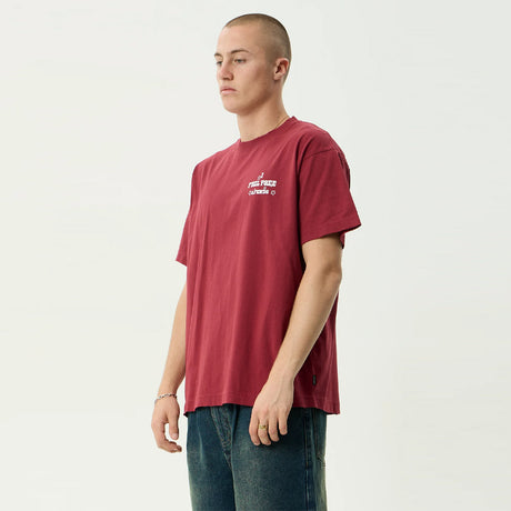 AFENDS Sonoran Boxy Tee - Washed Burgundy