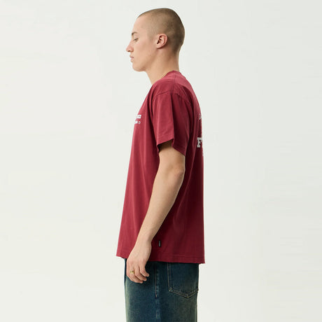 AFENDS Sonoran Boxy Tee - Washed Burgundy